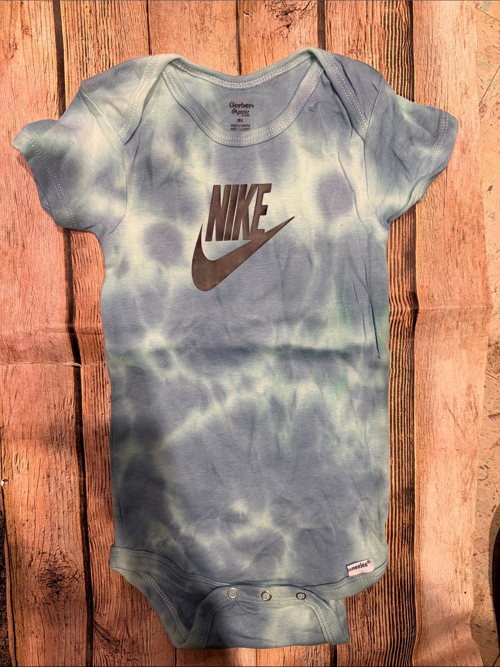 Nike Baby Light Blue Tie-Dye Short Sleeve Bodysuit